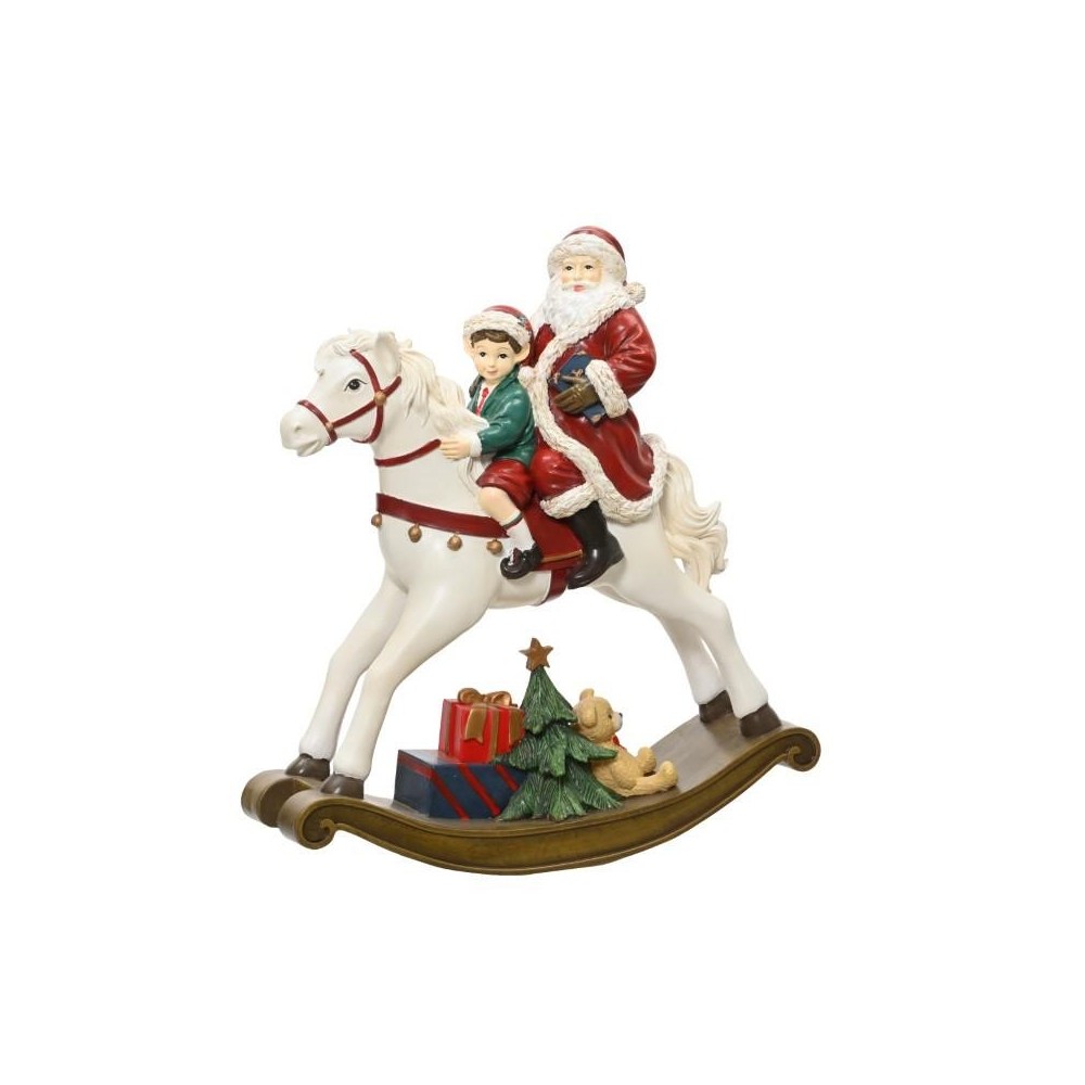 BABBO NATALE SU CAVALLO CON ELFO H.34.6